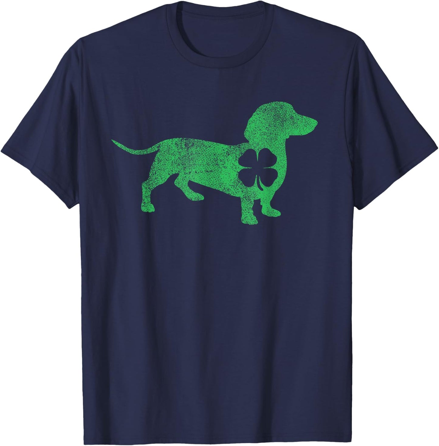 St. Patrick's Day Dog Dachshund Irish Ireland Shamrock Green Men Women Kids T-Shirt - T-Shirt | Navy