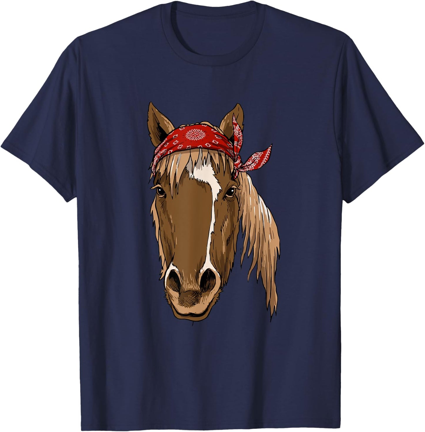Horse Bandana Shirt for Horseback Riding Horse Lover T-Shirt - T-Shirt | Navy