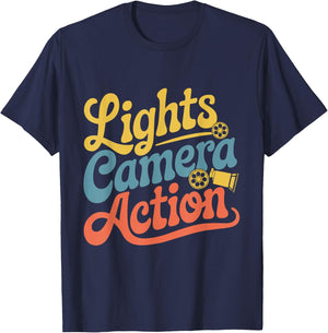 Director Film Crew Lights Camera Action Video Producer Quote T-Shirt - T-Shirt | Navy