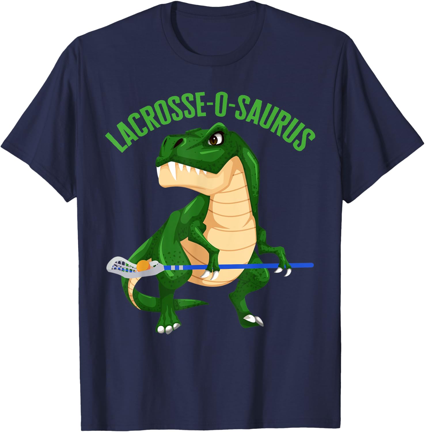 Lacrosse-O-Saurus Gear Champ Goal Laxer Lax Laxing Lacrosse T-Shirt - T-Shirt | Navy