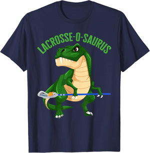 Lacrosse-O-Saurus Gear Champ Goal Laxer Lax Laxing Lacrosse T-Shirt - T-Shirt | Navy