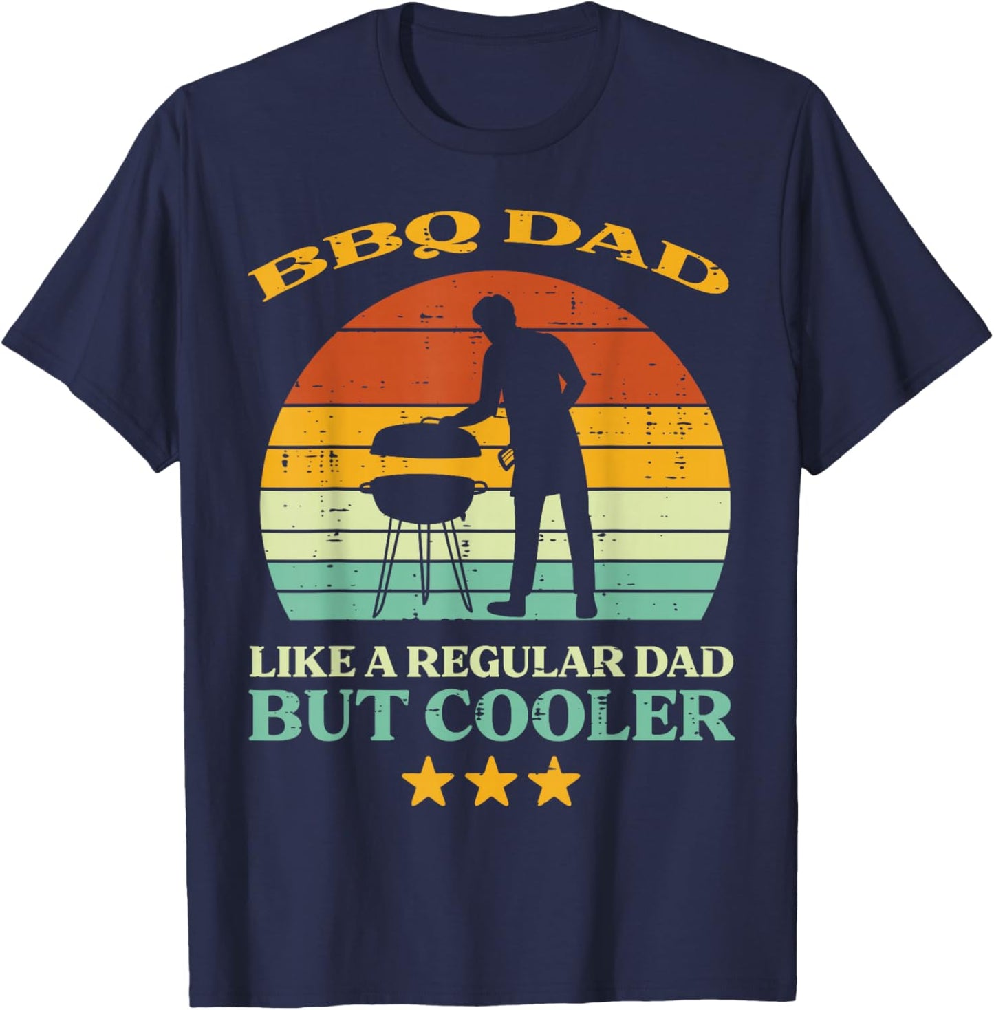 Bbq Dad Cooler Retro Barbecue Grill Fathers Day Daddy Papa T-Shirt - T-Shirt | Navy