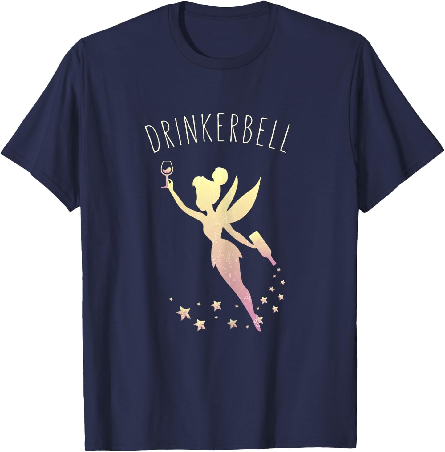 Drinkerbell Fairy Stars Cute Wine Drinking T-Shirt - T-Shirt | Navy