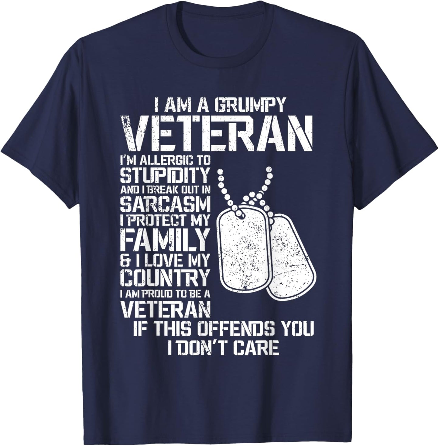 I'm A Grumpy Old Veteran Fathers Day Papa Veterans Day T-Shirt - T-Shirt | Navy
