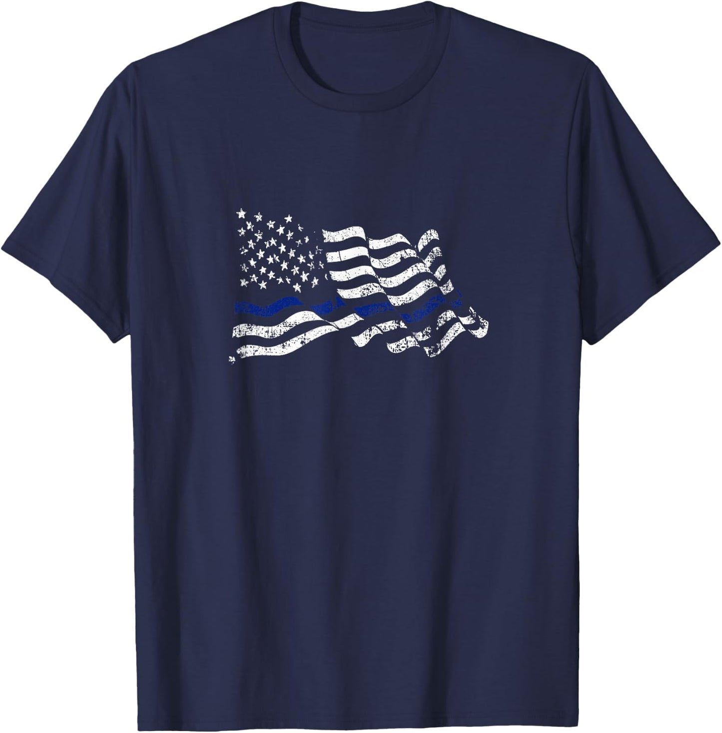 Thin Blue Line Flag Back The Blue Patriotic Police Men T-Shirt - T-Shirt | Navy