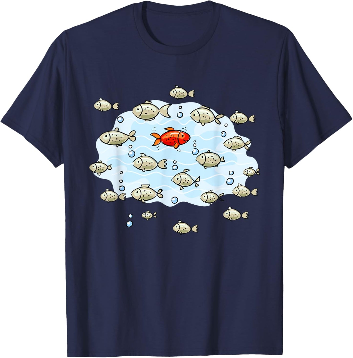 Fish Swim Against The Current In The Sea T-Shirt - T-Shirt | Navy