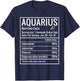 Aquarius Nutrition Facts February Birthday Zodiac Gifts Girl T-Shirt - T-Shirt | Navy