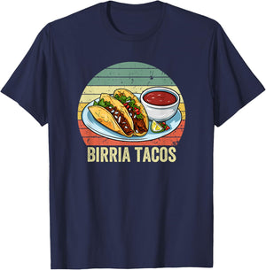 Birria Tacos with Vintage Sunset, Birria Tacos T-Shirt - T-Shirt | Navy