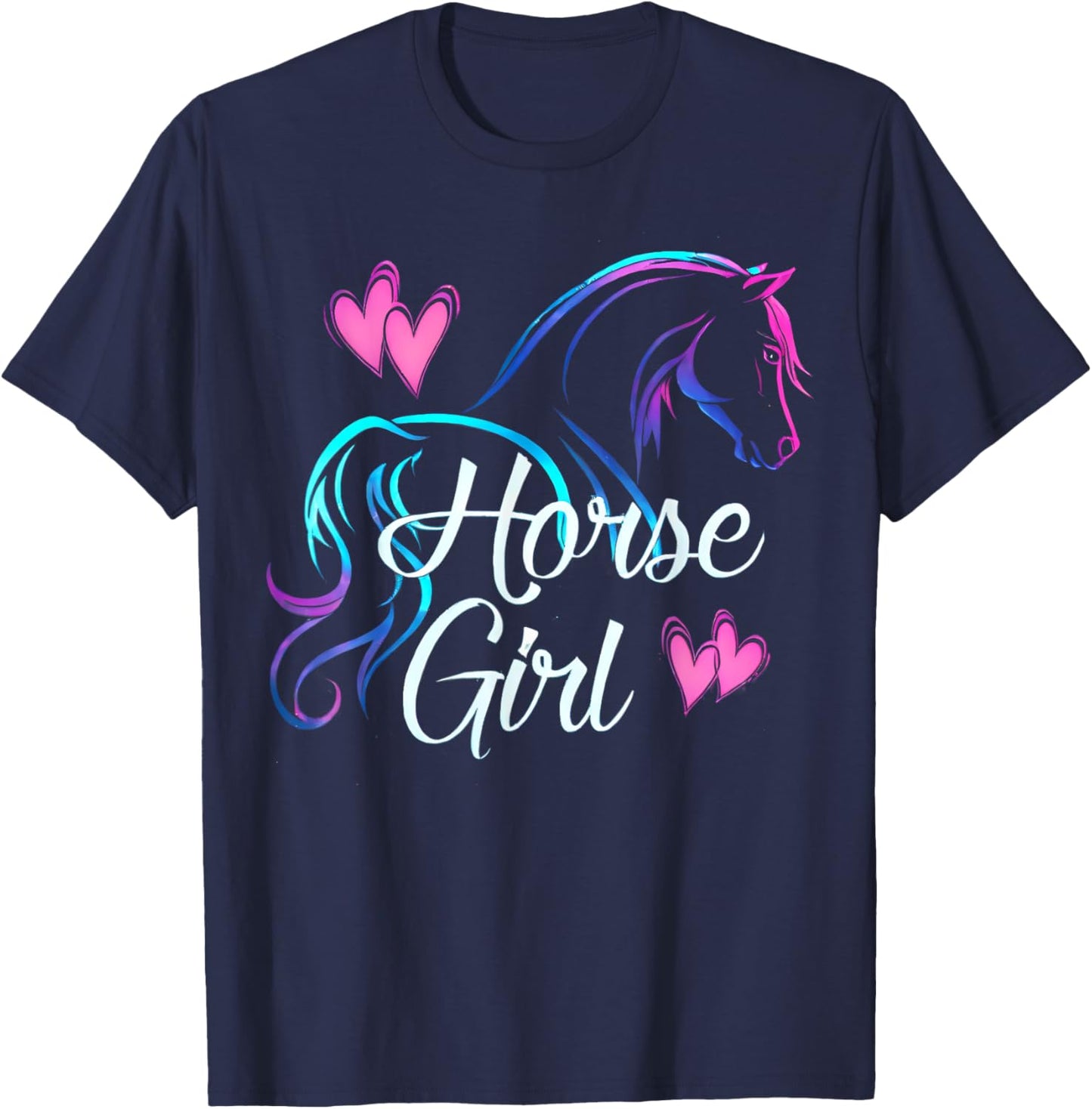 Horse Girl Riding Horse Girl Love Riding Fun for Kids and Women T-Shirt - T-Shirt | Navy