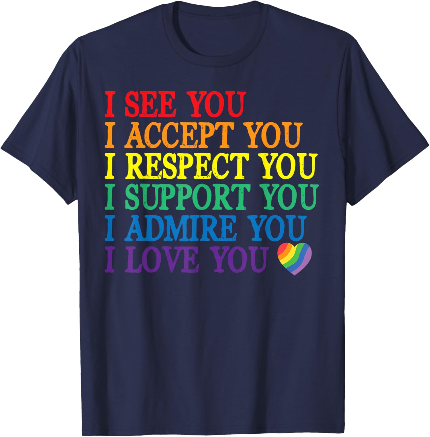 Pride Rainbow Affirmations Queer Lesben Gay CSD Party LGBT T-Shirt - T-Shirt | Navy