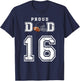 Custom Proud Football Dad Number 16 Personalized T-Shirt - T-Shirt | Navy