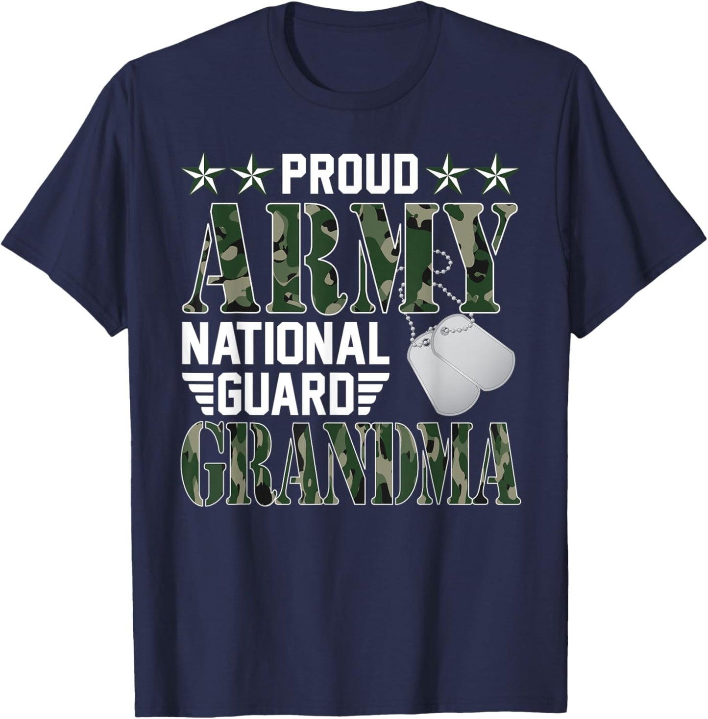 Proud Army National Guard Grandma Military Family Veteran T-Shirt - T-Shirt | Navy