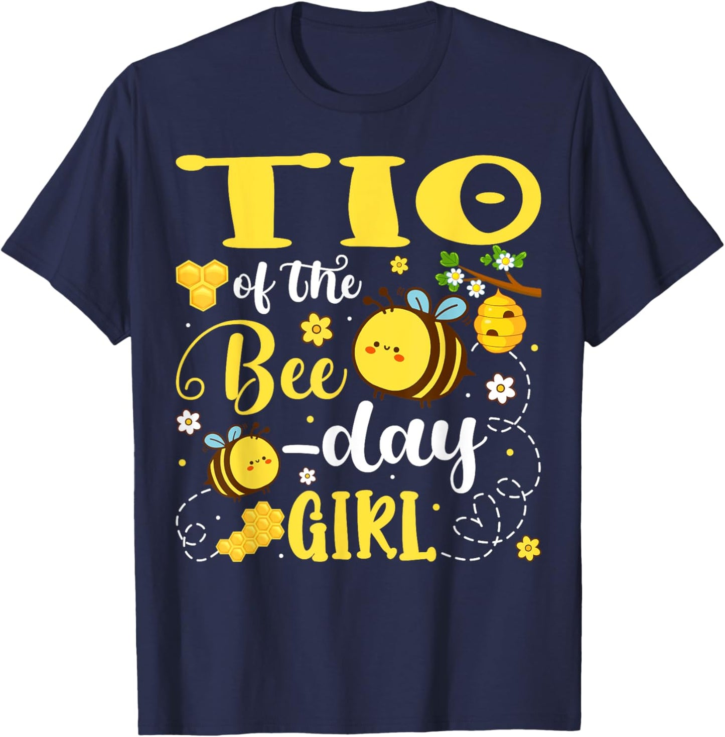 Tio of The Bee-Day Girl Birthday Party Matching Family T-Shirt - T-Shirt | Navy