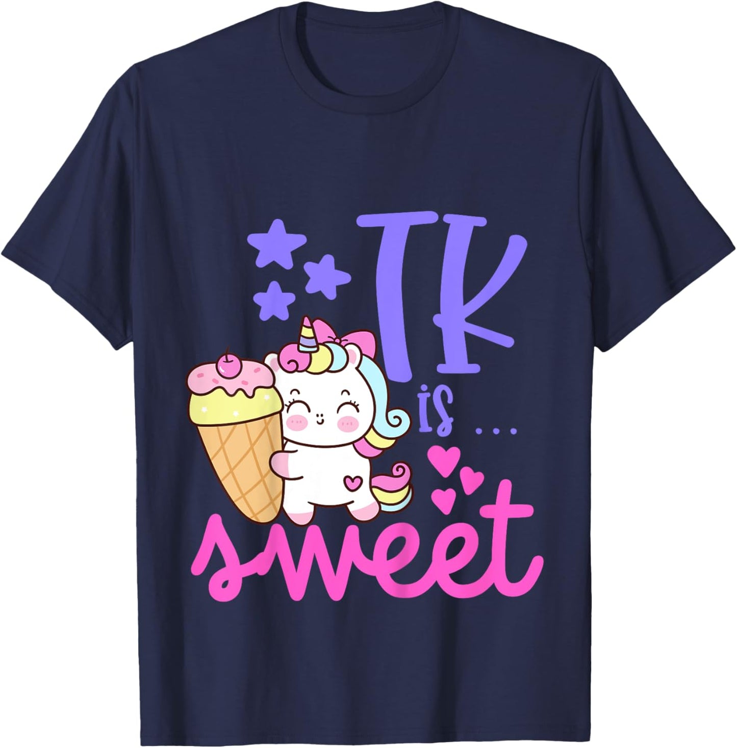 Kids First Day of TK Unicorn Girls Transitional Kindergarten T-Shirt - T-Shirt | Navy