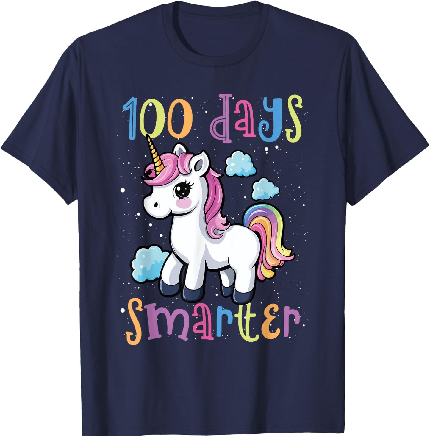 100 Days Smarter Unicorn Magic 100th Day Of School Kids T-Shirt - T-Shirt | Navy