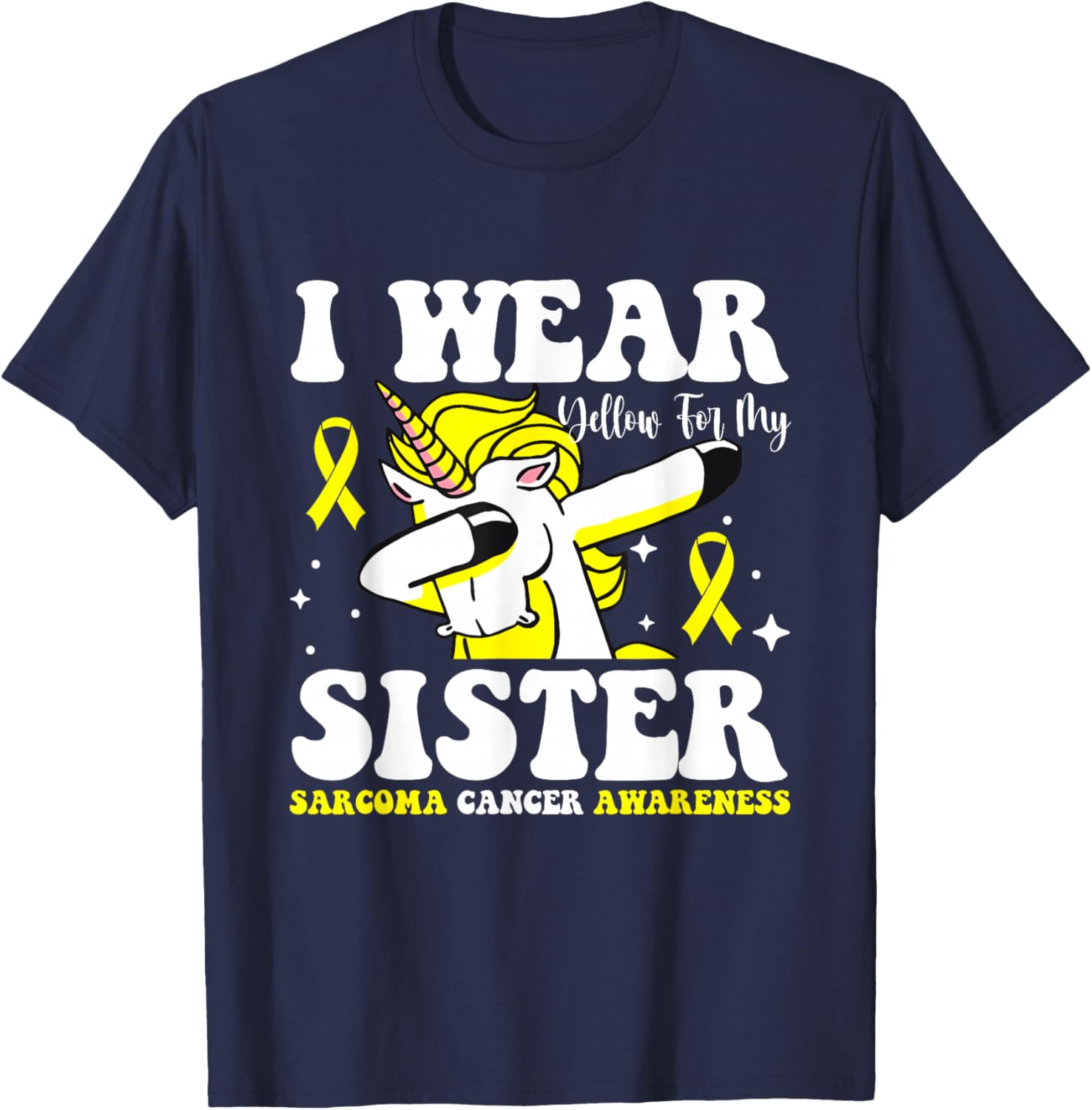 Wear Yellow Ribbon Warrior Fighter Sarcoma Awareness Month T-Shirt - T-Shirt | Navy