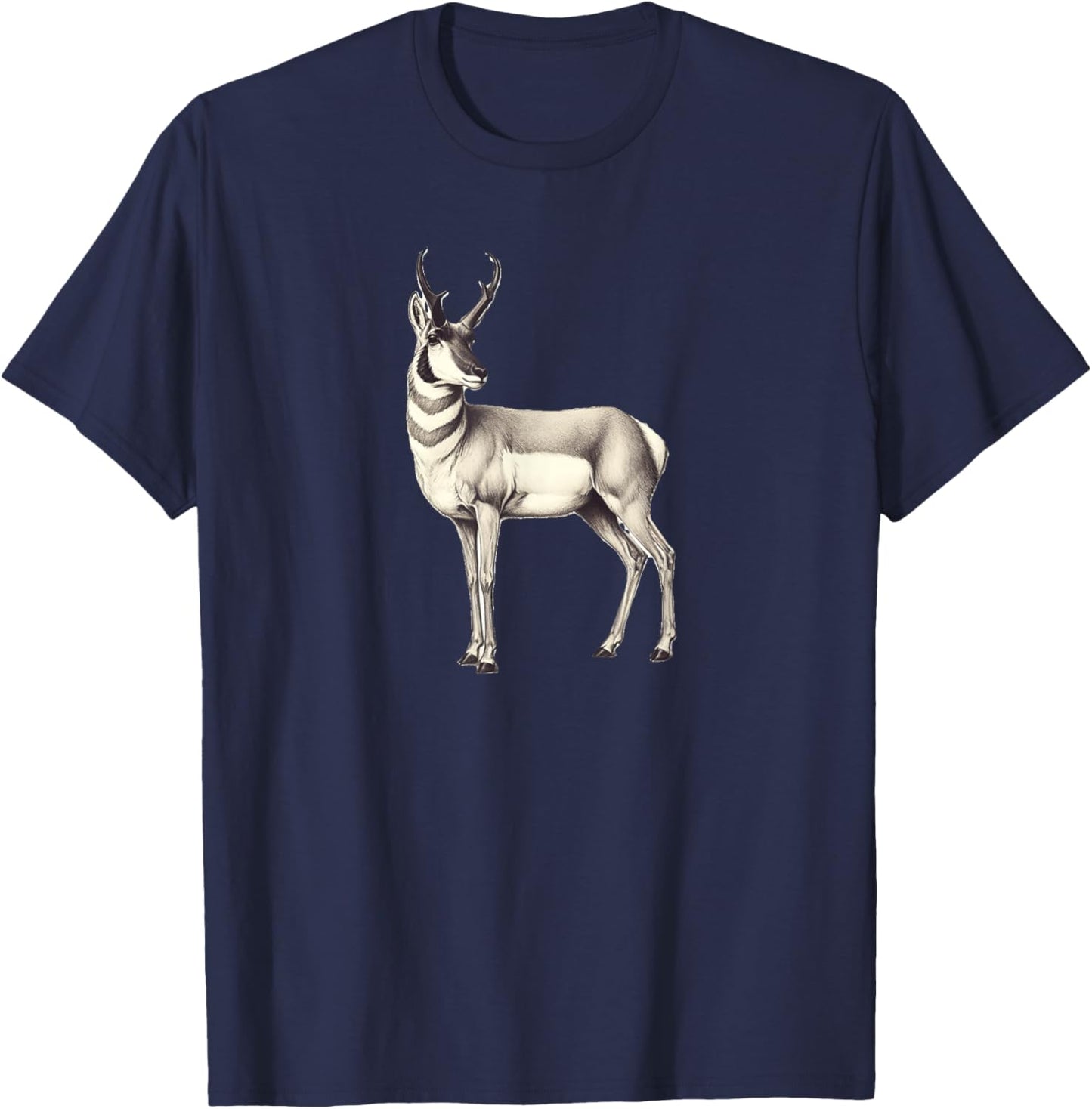 Pronghorn Antelope Simple Wildlife Graphic T-Shirt - T-Shirt | Navy