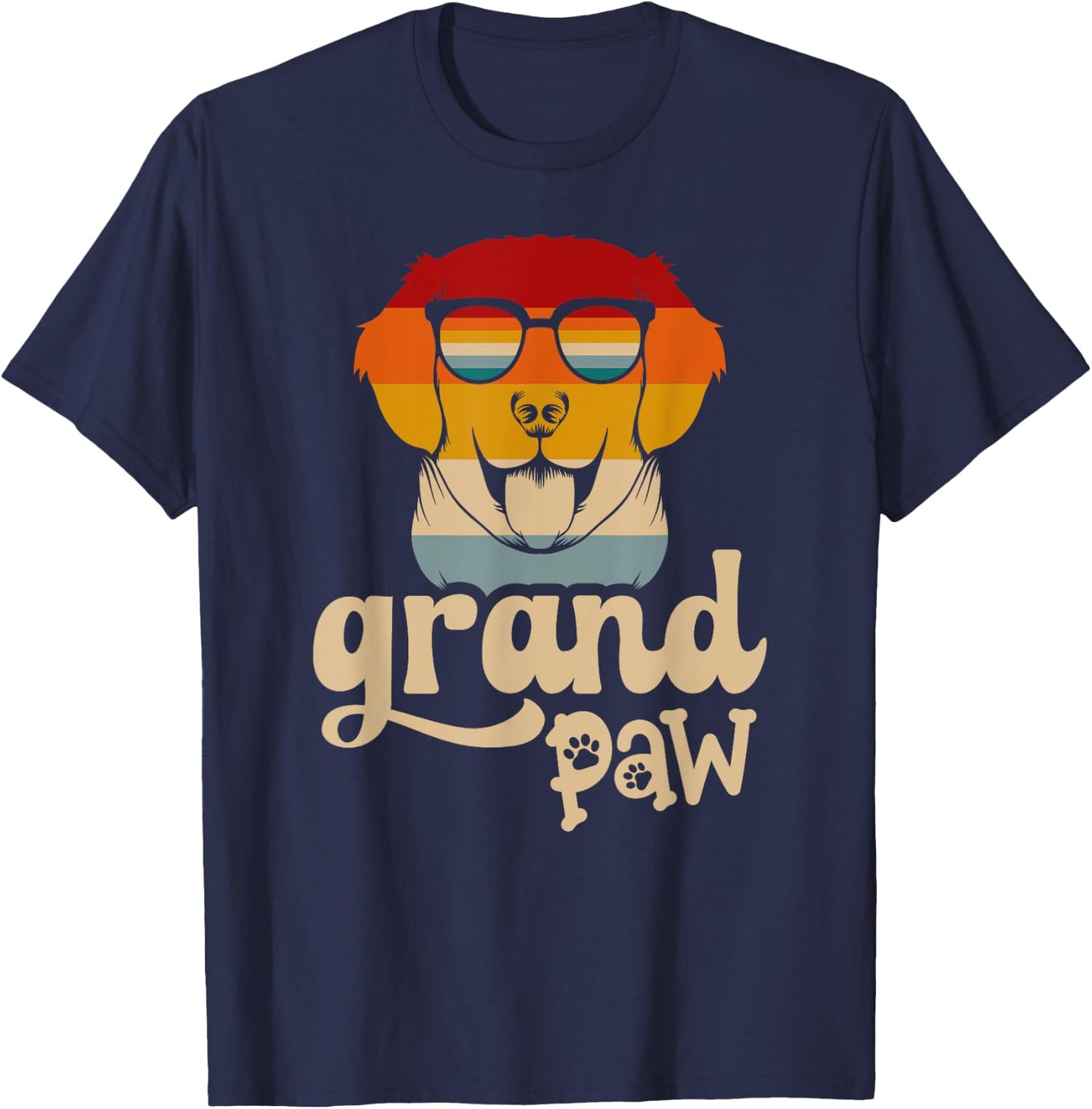 Grandpaw Grand paw Retriever Grandpa Funny Vintage Dog Lover T-Shirt - T-Shirt | Navy