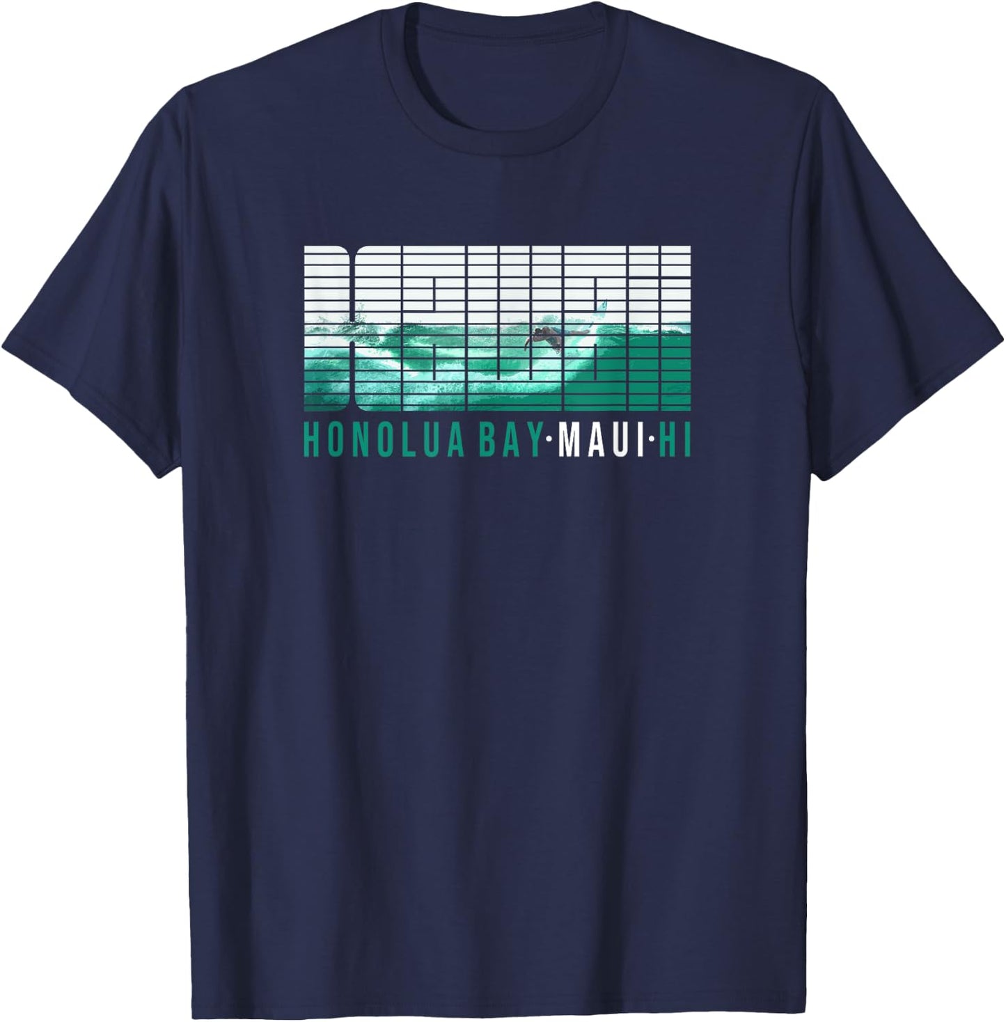 Hawaii MAUI Honolua Bay Hawaiian Surfing T-Shirt - T-Shirt | Navy