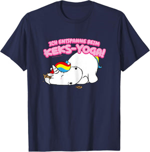Pummeleinhorn - Ich Enstpanne Beim Keks-Yoga FUN T-Shirt - T-Shirt | Navy