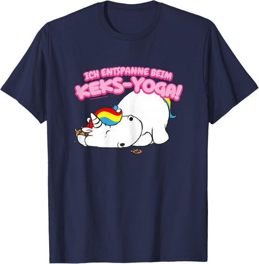 Pummeleinhorn - Ich Enstpanne Beim Keks-Yoga FUN T-Shirt - T-Shirt | Navy