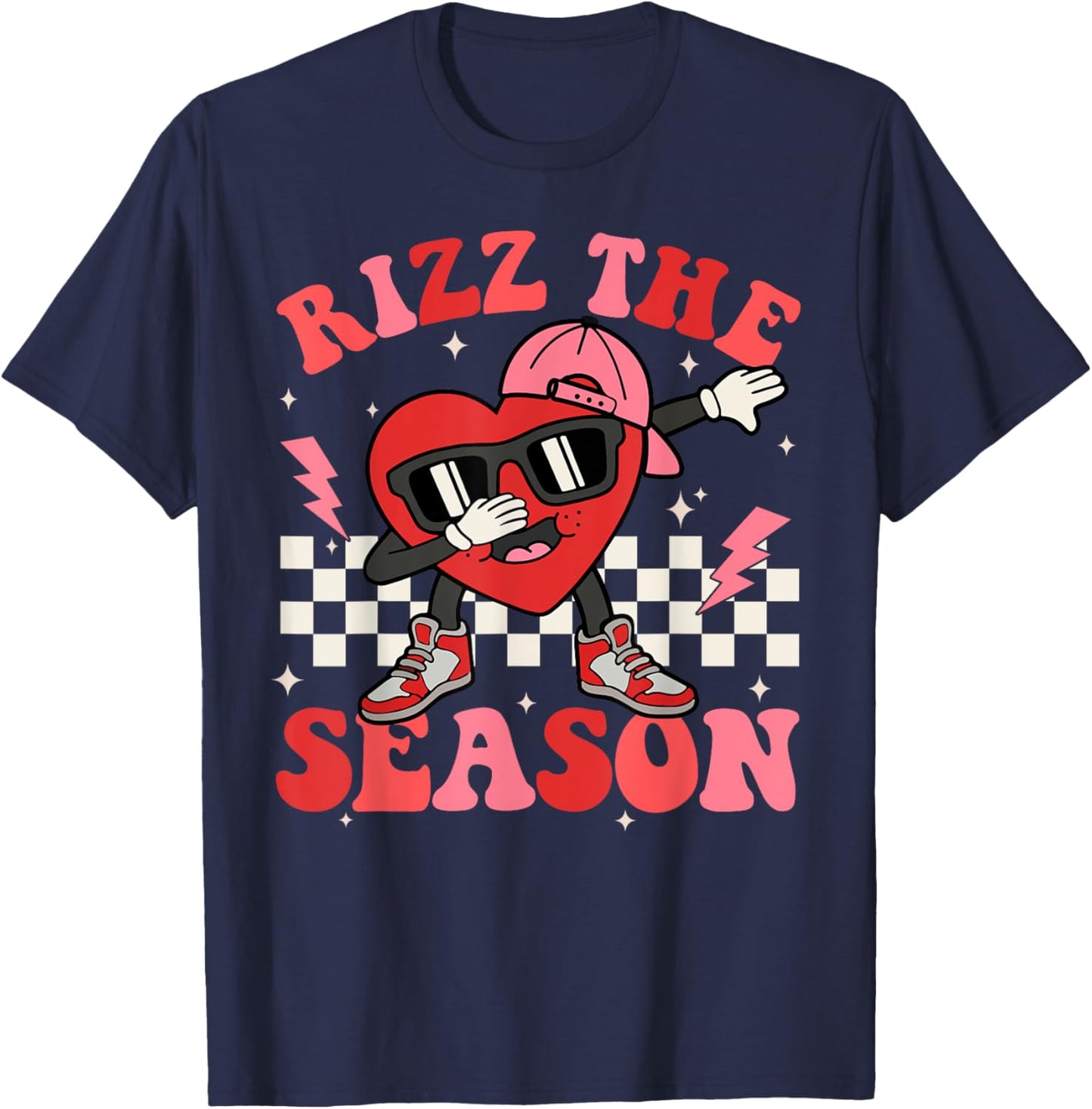 Rizz The Season Valentine Dabbing Heart Valentine Rizzler T-Shirt - T-Shirt | Navy