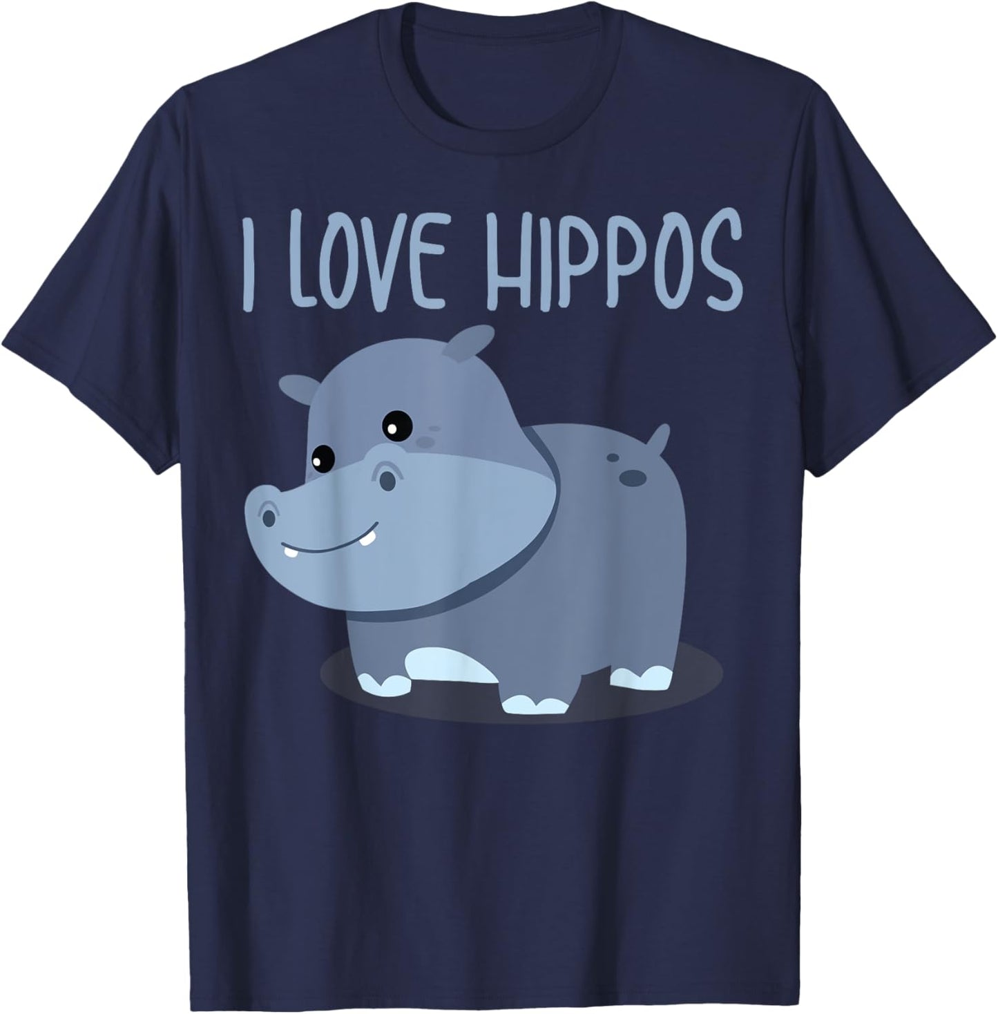 I Love Hippos Design For Girls Boys Kids Safari Hippo Lover T-Shirt - T-Shirt | Navy