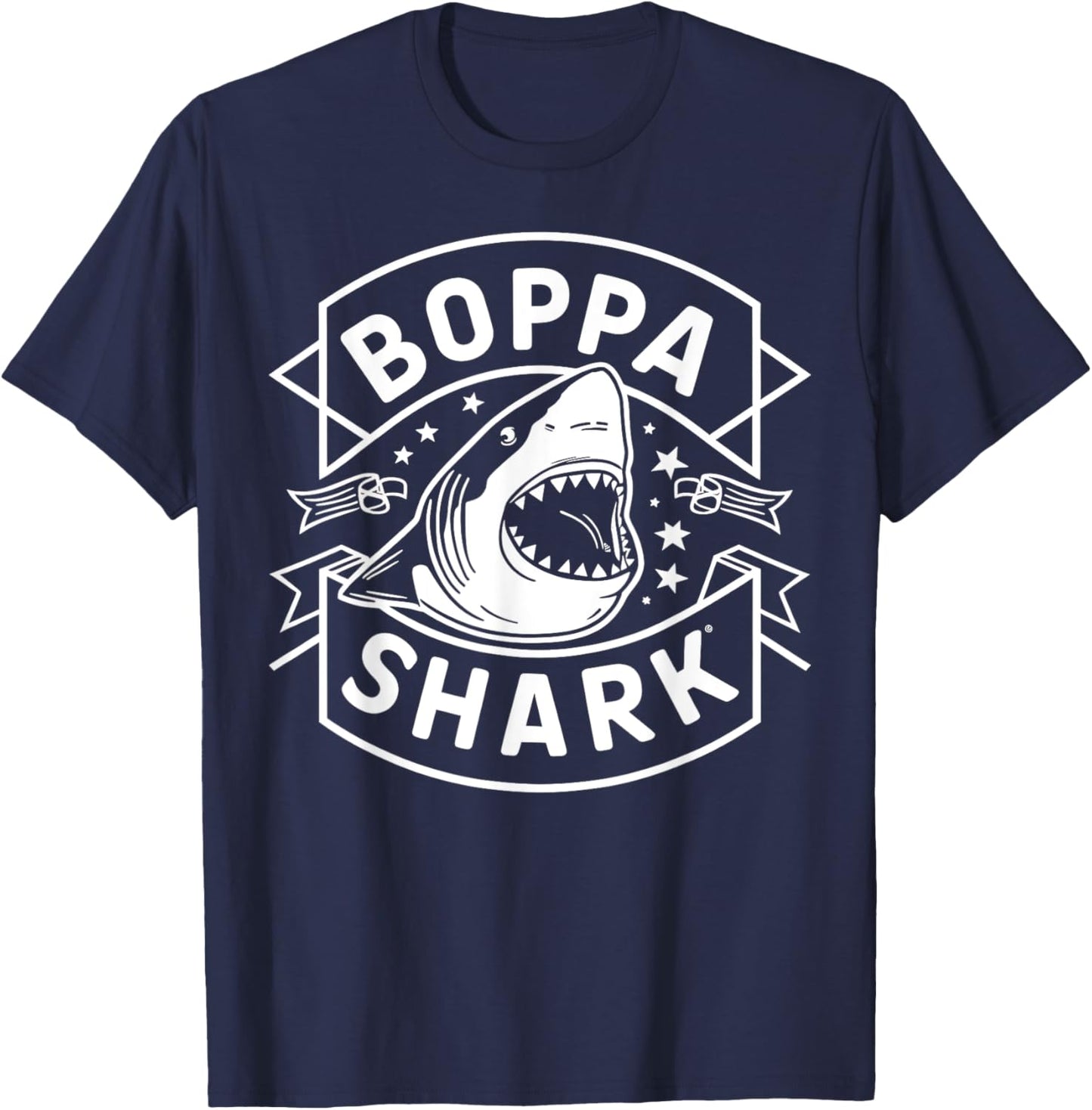 Boppa Shark Grandpa Gifts Funny Graphic T-Shirt - T-Shirt | Navy