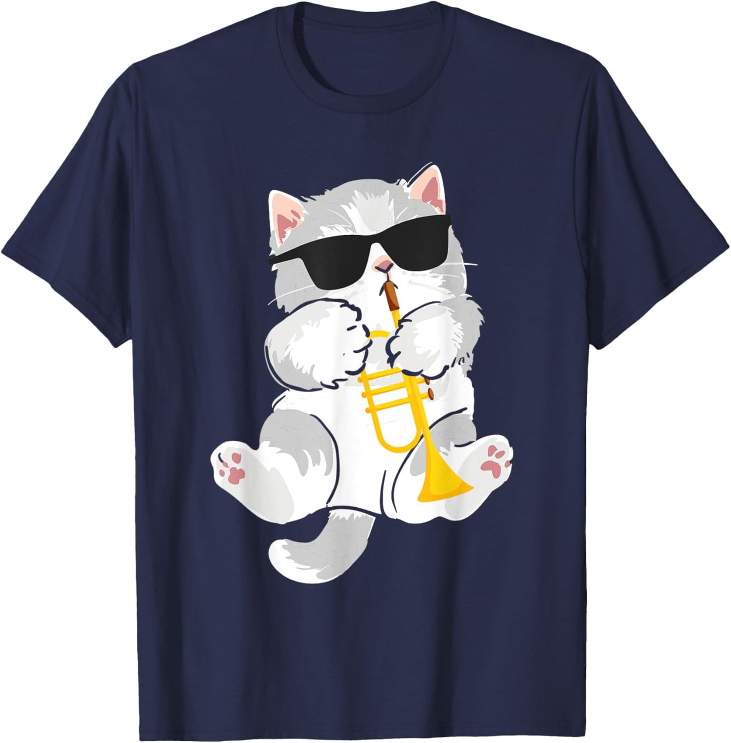Trumpeter Cat - Trumpet Player Marching Band T-Shirt - T-Shirt | Navy