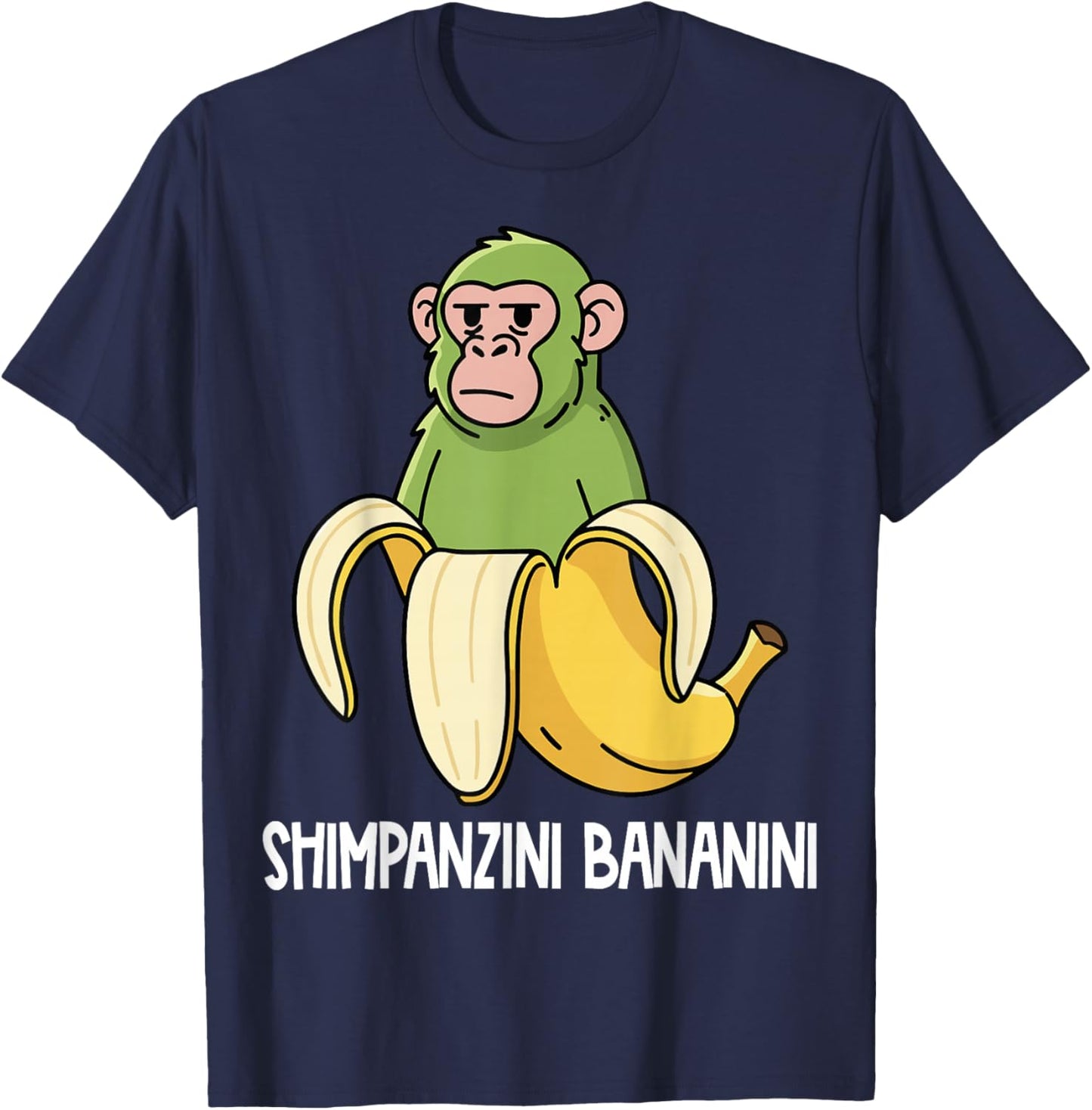 Italian Characters Brainrot Shimpanzini Bananini T-Shirt - T-Shirt | Navy
