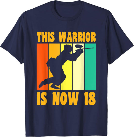 Happy 18 Birthday 18 Year Old Retro Paintball 18th Birthday T-Shirt - T-Shirt | Navy
