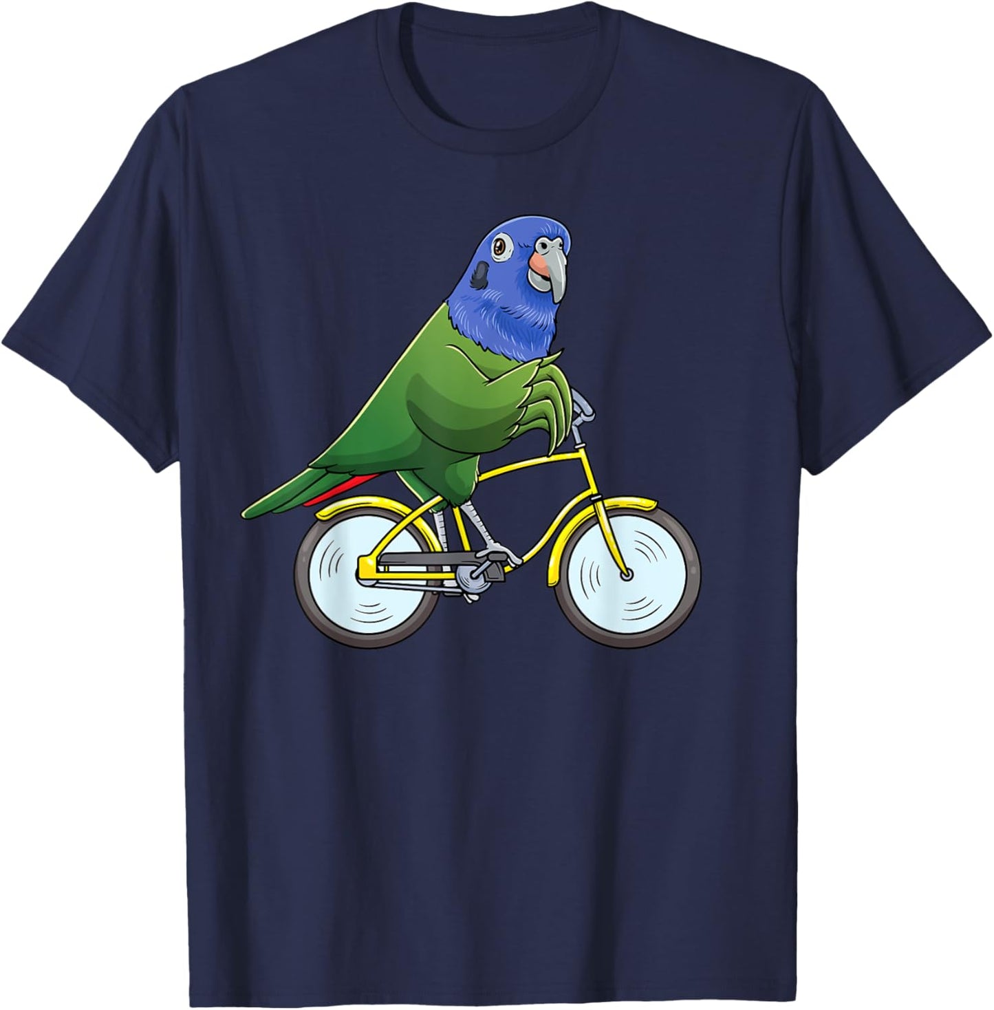 Pionus Parrot On A Bike Bird Riding Bicycle T-Shirt - T-Shirt | Navy