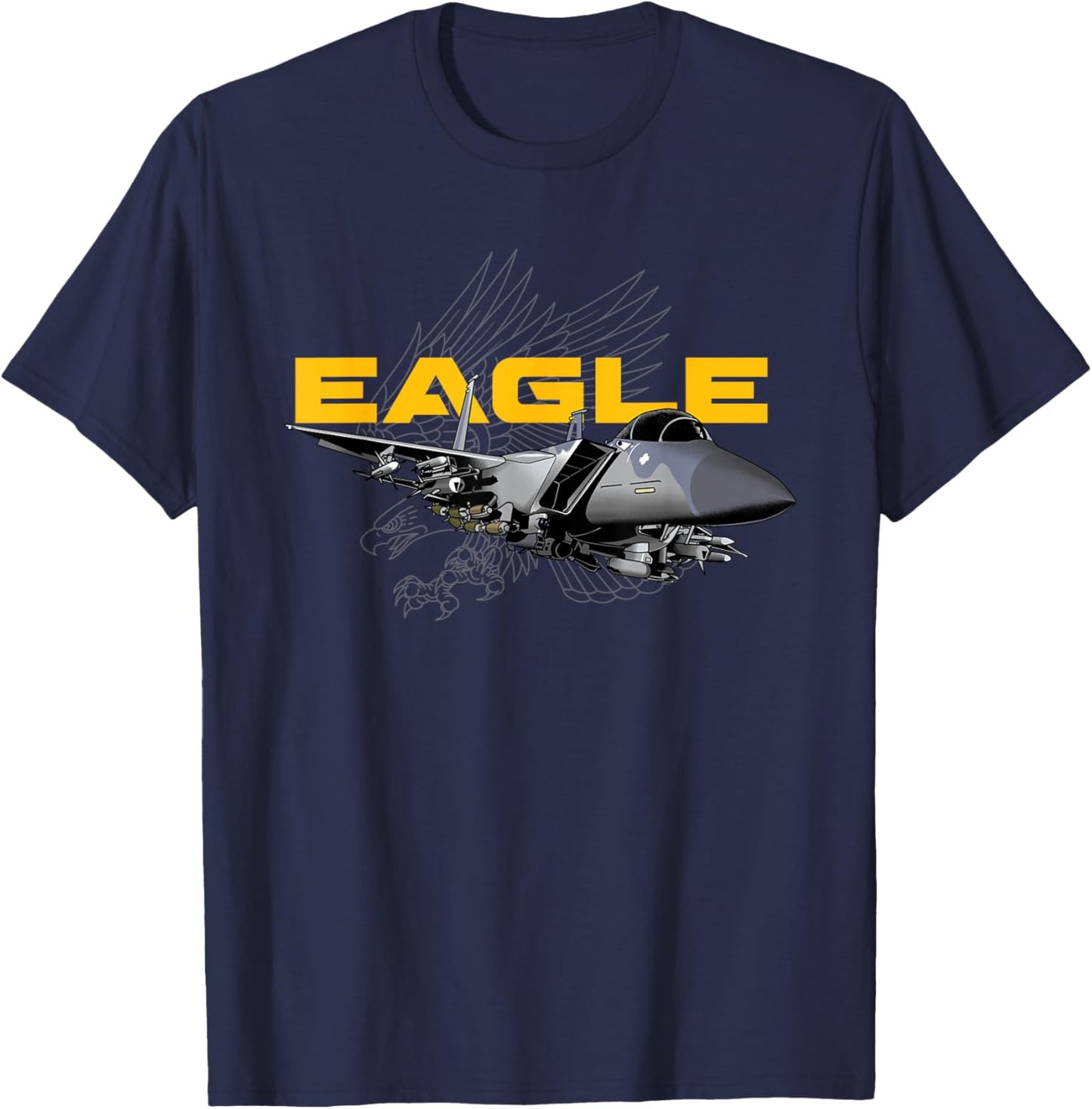 F15 Eagle Military Airplane T-Shirt - T-Shirt | Navy