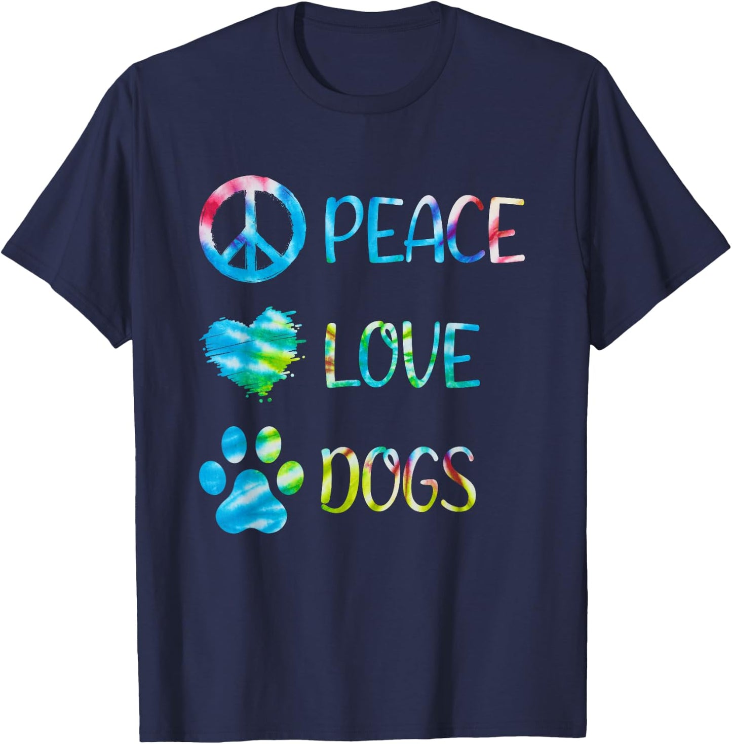 Peace Love Dogs Unity Heart Color Mama Breed Paws Bone Dogs T-Shirt - T-Shirt | Navy