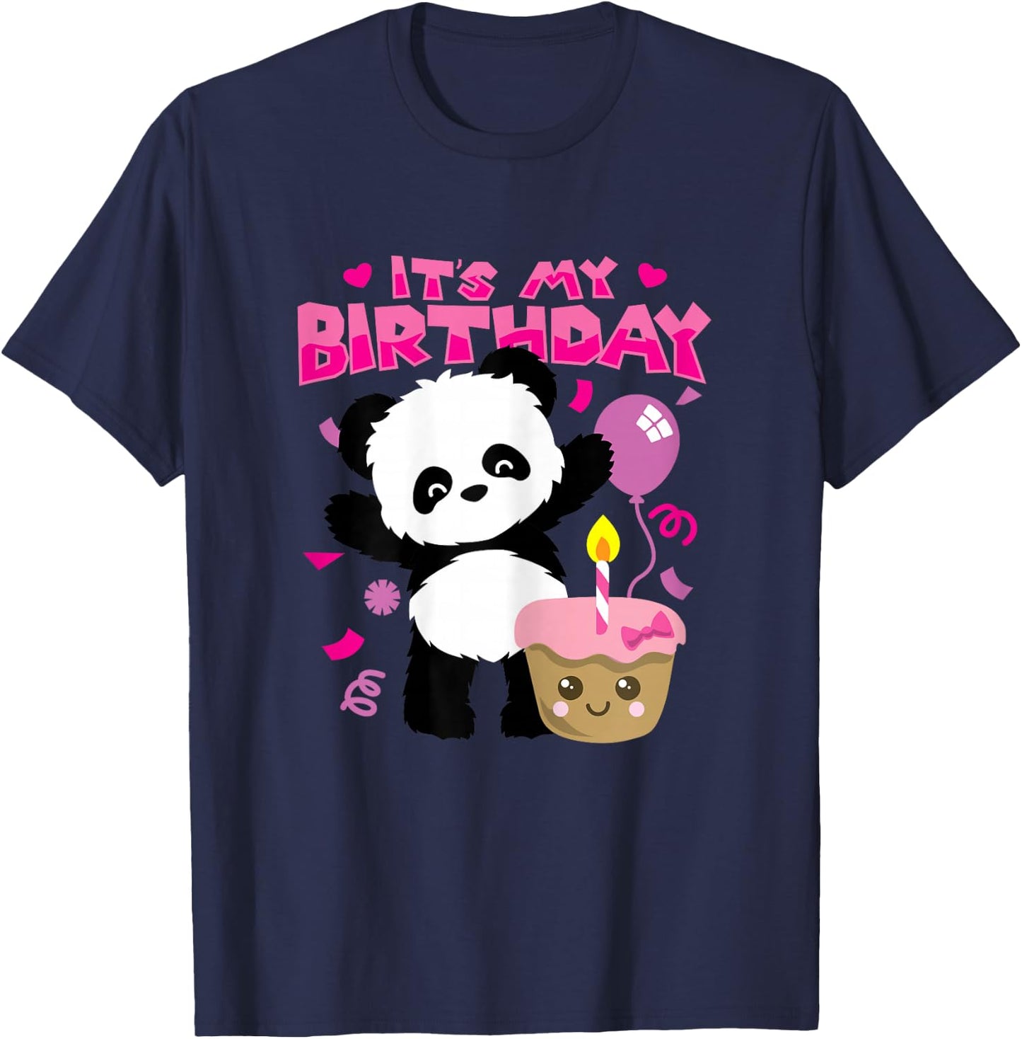 Panda It's My Birthday Party Gift Girls T-Shirt - T-Shirt | Navy