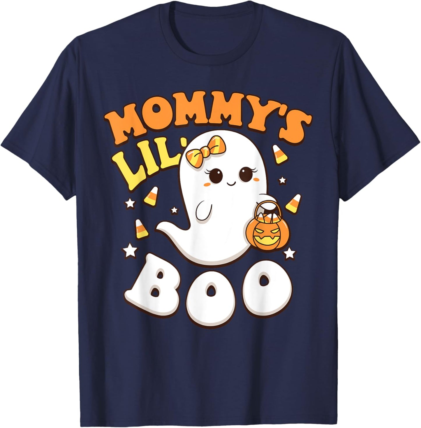 Mommy's Lil' Boo Baby Girls Toddler Halloween Cute Boo Ghost T-Shirt - T-Shirt | Navy