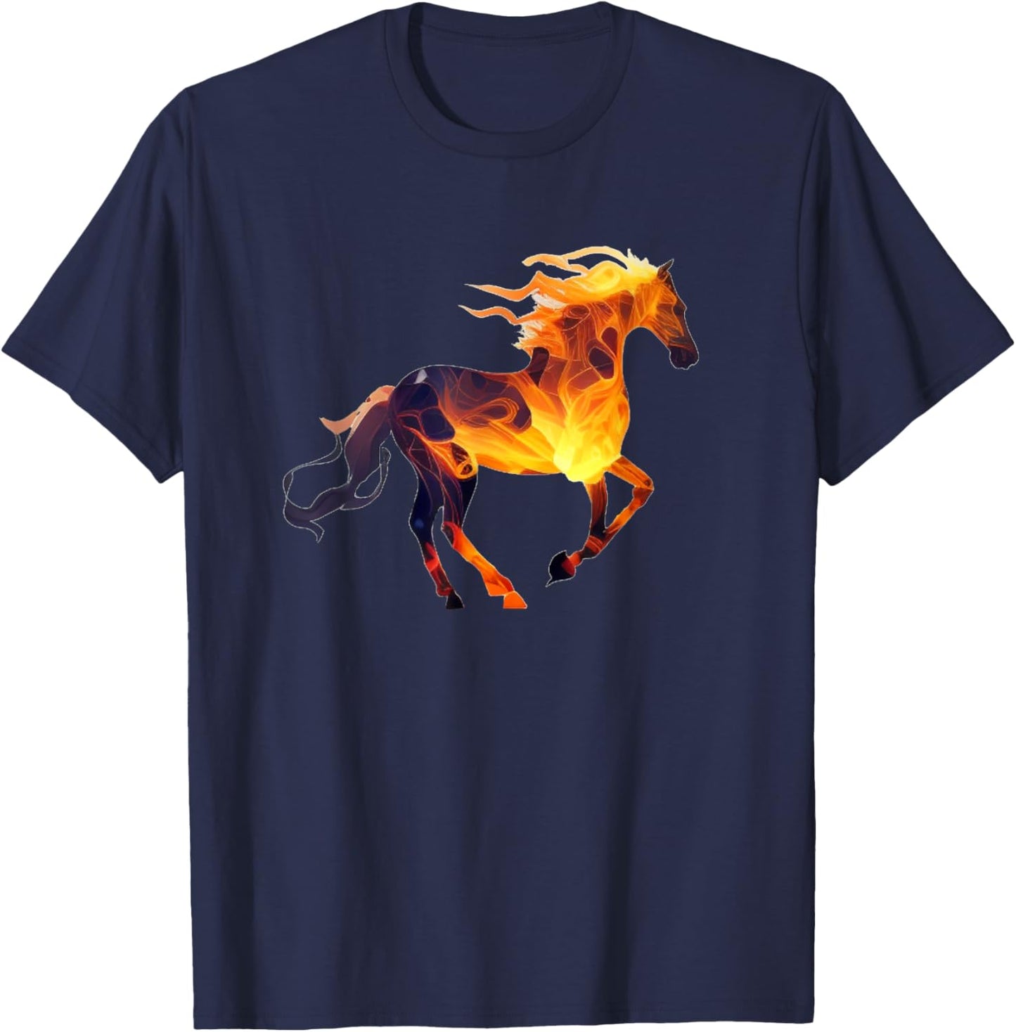 Funny running Fire Horse for burning Horse love T-Shirt - T-Shirt | Navy