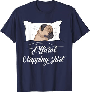 Sleeping Pug Pyjamas Gift Official Napping T-Shirt - T-Shirt | Navy