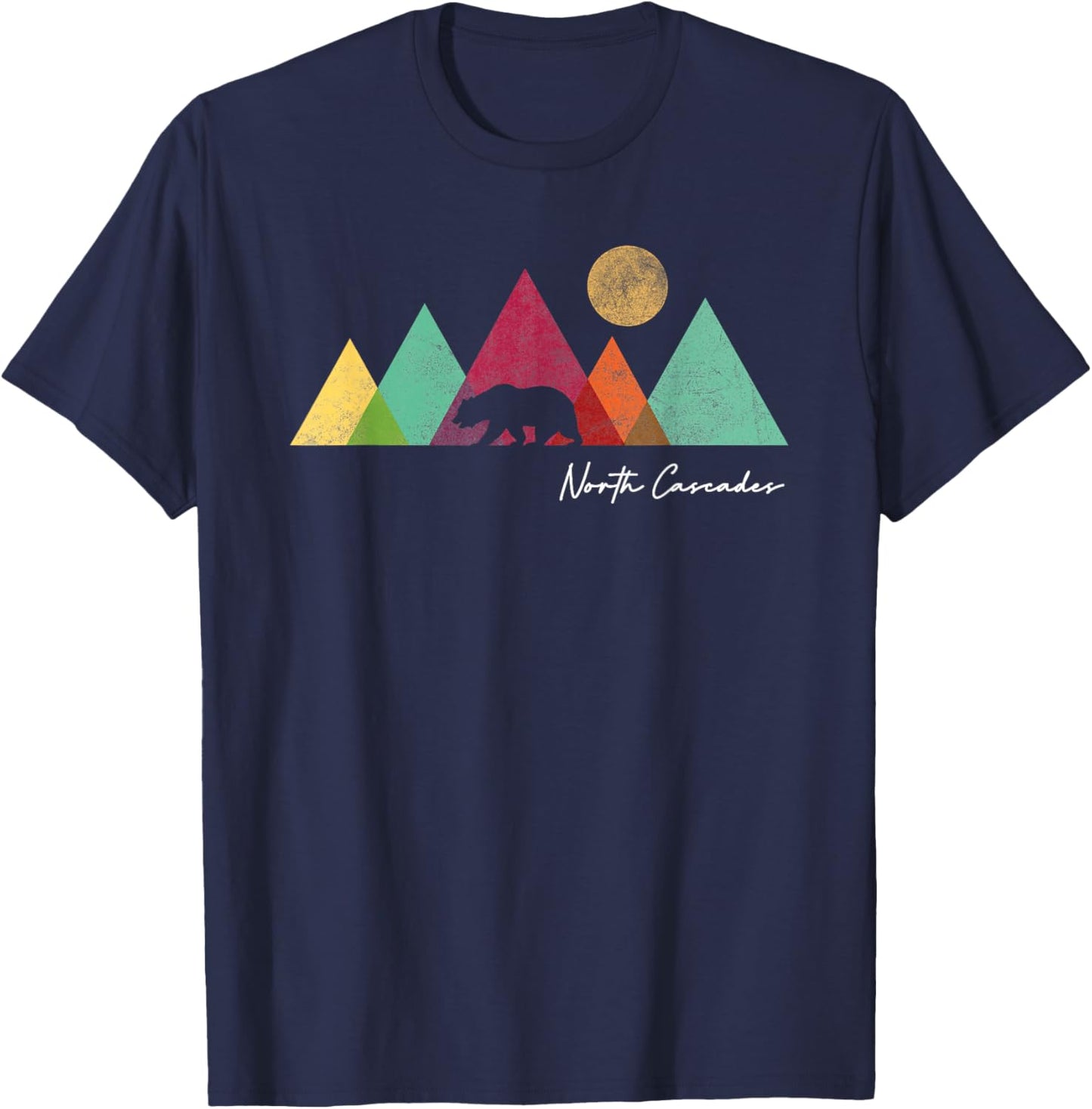 Retro North Cascades National Park Souvenir T-Shirt - T-Shirt | Navy