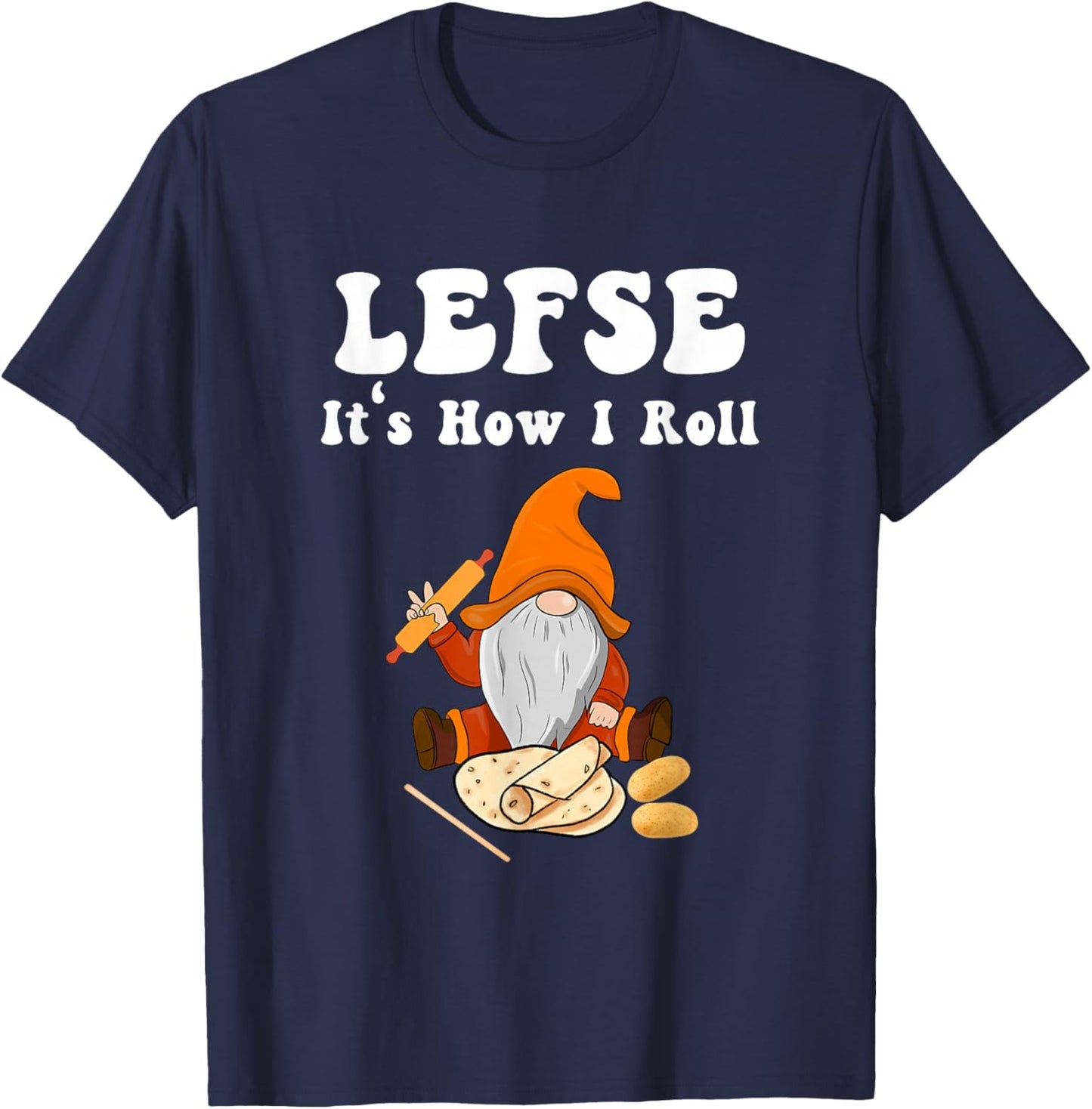 Lefse It's How I Roll Christmas T-Shirt - T-Shirt | Navy
