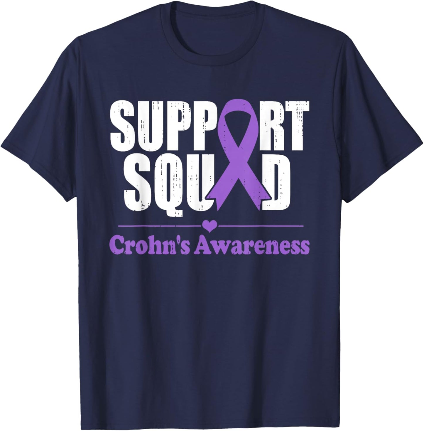 Support Crohns Disease Squad Purple Ribbon Crohn's Awareness T-Shirt - T-Shirt | Navy