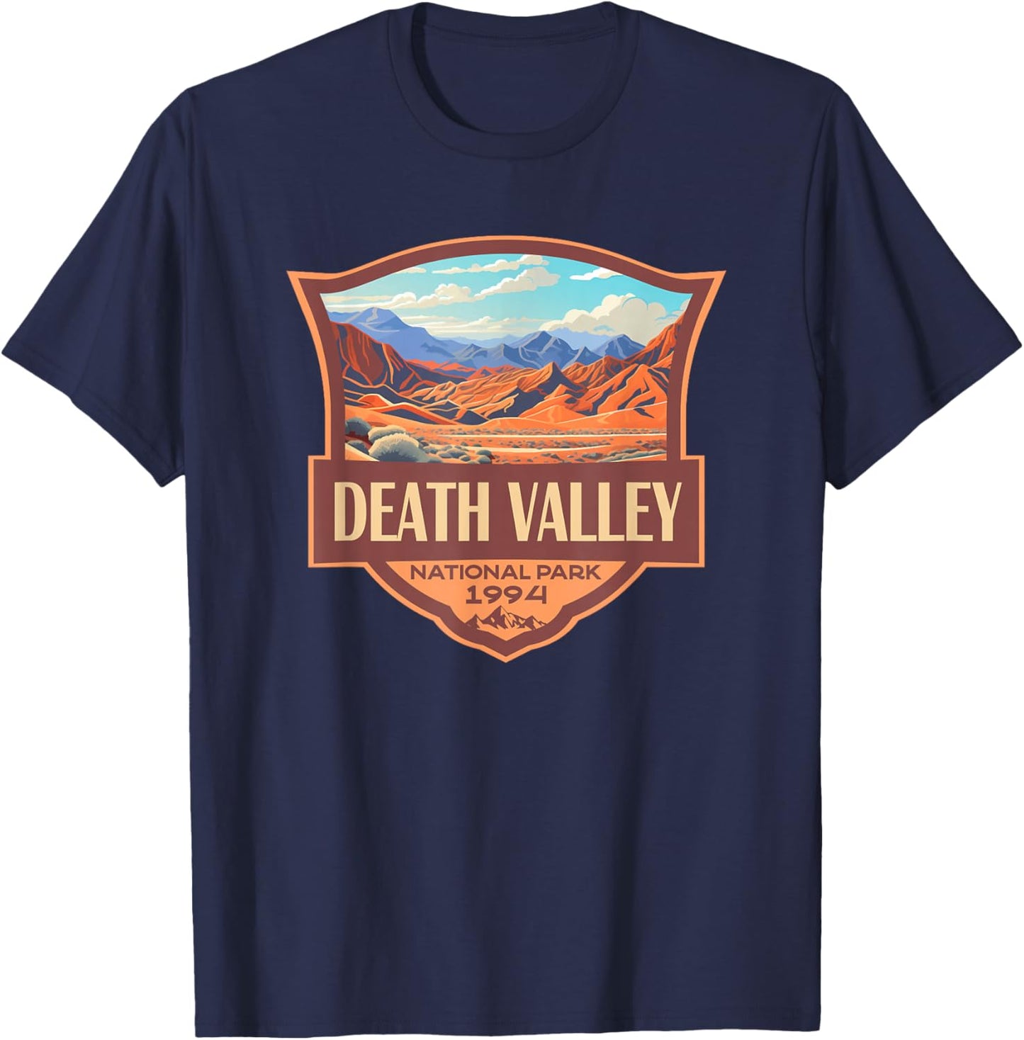 Death Valley National Park Illustration Retro Badge T-Shirt - T-Shirt | Navy