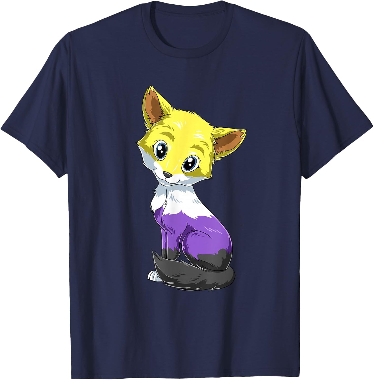 Nonbinary Fox - Genderqueer Pride LGBTQ T-Shirt - T-Shirt | Navy