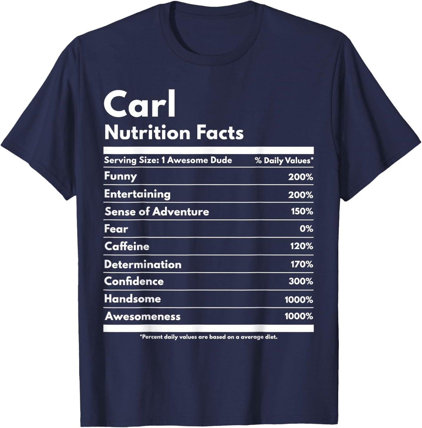 Carl Gift Nutrition Facts Funny Personalized Name Carl T-Shirt - T-Shirt | Navy
