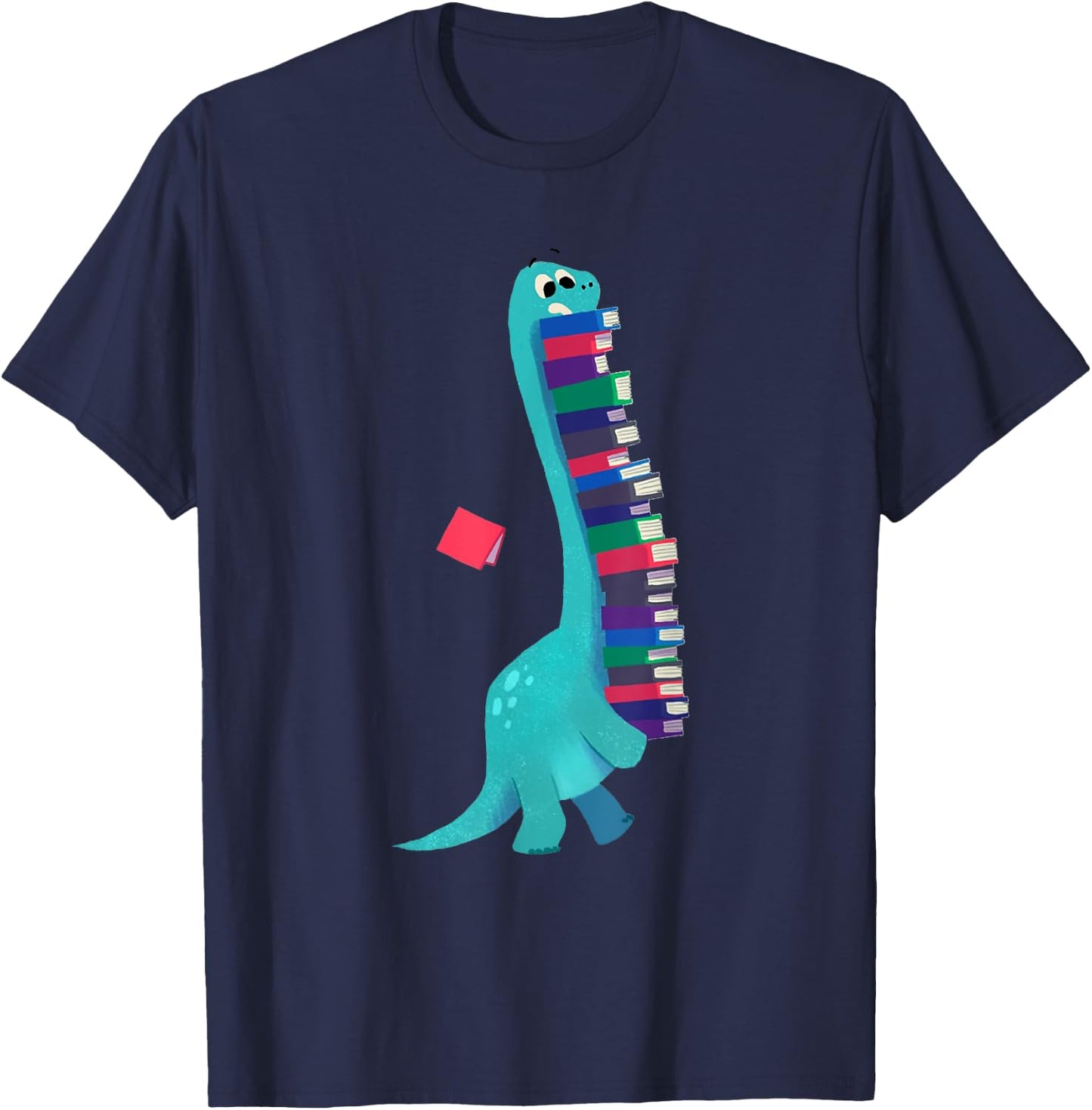 Cute Dinosaur Book Reading T-Shirt - T-Shirt | Navy