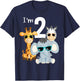 Cool Safari Animals 2nd Birthday Party 2 Year Old Toddler T-Shirt - T-Shirt | Navy