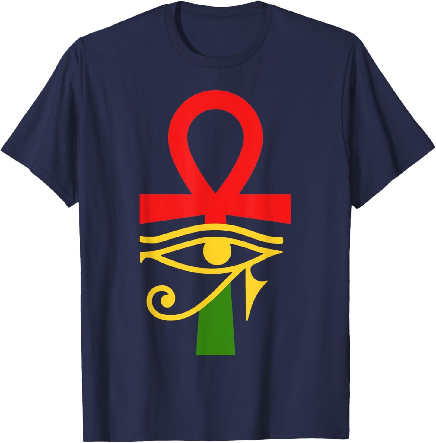 Ancient Egypt Egyptian Ankh Eye Of Horus Kemetic T-Shirt - T-Shirt | Navy