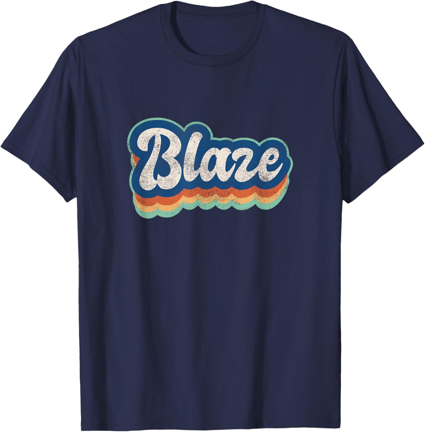 Blaze First Name Boy Vintage Style 70s 80s Personalized T-Shirt - T-Shirt | Navy