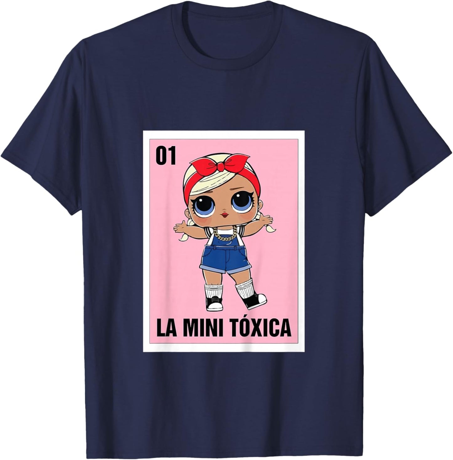 La Mini Toxica Mexican Bingo Card Game Spanish Baby Girl T-Shirt - T-Shirt | Navy