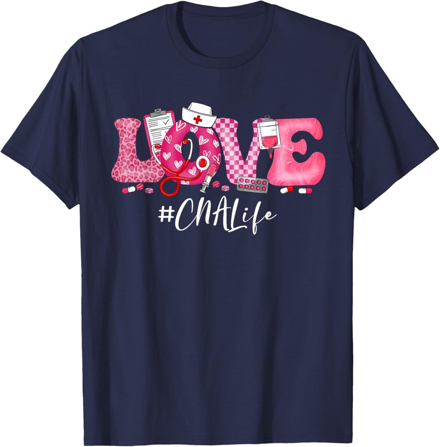 LOVE CNA Life Nurse Nursing Assistant Valentine Women T-Shirt - T-Shirt | Navy
